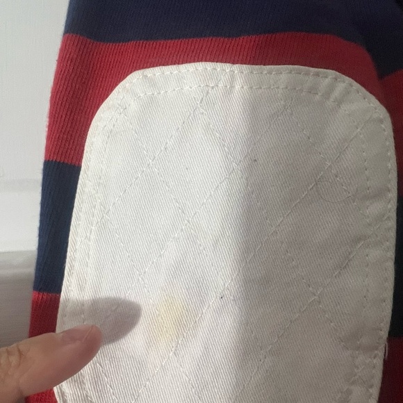 Mini Boden Red Navy Striped Hoodie with Yellow Accent Hooded Rugby 4-5Y 💯 Cotton - Picture 8 of 8